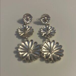 Elegant Silver Floral Earrings